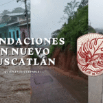 Inundaciones en Nuevo Cuscatlán: calles con corrientes de lodo, deslaves de tierra en carreteras y daños por lluvias con el título "¿Quién es el culpable?"