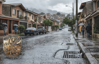 Sistema de drenaje pluvial en una zona urbana de El Salvador.