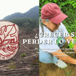 Gráfico sobre el impacto ambiental del desarrollo urbano, que contrasta un terreno montañoso deforestado con una mujer plantando un árbol, destacando la normativa del 50% de áreas verdes en proyectos habitacionales.