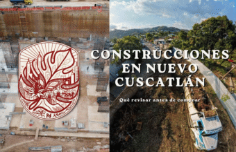 Guía sobre qué revisar antes de comprar en los nuevos proyectos de construcción en Nuevo Cuscatlán, contrastando una obra de cimientos profundos con la limpieza de un terreno boscoso.